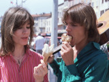 Françoise Hardy in front of Saint-Tropez Harbor Photographic Print by Luc Fournol