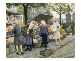Flower Market at Hojbro Plads Giclee Print by Paul Gustav Fischer Flower Market at Hojbro Plads Giclee Print by Paul Gustav Fischer