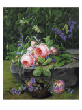 Still Life with Roses and Bluebells Giclee Print by Christine Normann