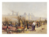 Flowers Sellers on the Banks of the Seine Giclee Print by Gustave Fraipont