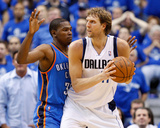 Oklahoma City Thunder v Dallas Mavericks - Game Two, Dallas, TX - MAY 19: Dirk Nowitzki and Kevin D Photographic Print by Ronald Martinez