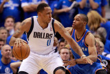Oklahoma City Thunder v Dallas Mavericks - Game Two, Dallas, TX - MAY 19: Shawn Marion and Russell  Photographic Print by Tom Pennington