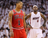 Chicago Bulls v Miami Heat - Game Three, Miami, FL - MAY 22: Derrick Rose Photographic Print by Mike Ehrmann