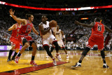 Chicago Bulls v Miami Heat - Game Four, Miami, FL - MAY 24: Dwyane Wade, Joakim Noah and Luol Deng Photographic Print by Marc Serota
