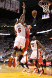 Chicago Bulls v Miami Heat - Game Three, Miami, FL - MAY 22: Carlos Boozer and LeBron James Photographic Print by Mike Ehrmann