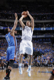 Oklahoma City Thunder v Dallas Mavericks - Game Two, Dallas, TX - MAY 19: Dirk Nowitzki and Daequan Photographic Print by Glenn James
