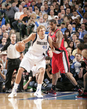 Portland Trail Blazers v Dallas Mavericks - Game One, Dallas, TX - APRIL 16: Dirk Nowitzki and LaMa Photographic Print by Glenn James