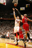 Chicago Bulls v Miami Heat - Game Four, Miami, FL - MAY 24: Mike Miller and Carlos Boozer Photographic Print by Issac Baldizon