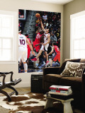 New Jersey Nets v Atlanta Hawks: Johan Petro and Zaza Pachulia Wall Mural by Scott Cunningham