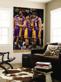 Los Angeles Lakers v San Antonio Spurs, San Antonio, TX - March 6: Kobe Bryant, Ron Artest and Pau  Wall Mural by Andrew Bernstein