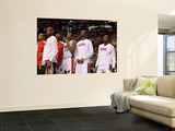 Detroit Pistons v Miami Heat: LeBron James, James Jones, Chris Bosh and Dwyane Wade Wall Mural by Mike Ehrmann
