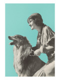 Lady with Camera and Collie Posters