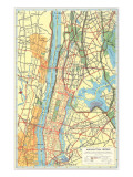 Map of Manhattan and Bronx, New York Prints
