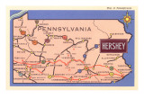 Map of Pennsylvania with Hershey Prints