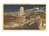 Moon over Penn Square, Reading, Pennsylvania Prints
