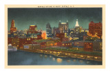 Skyline at Night, Buffalo, New York Posters