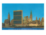 United Nations Building and Skyline, New York City Posters