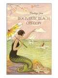 Mermaid Waving from Rockaway Beach, Oregon Giclee Print
