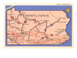 Road Map of Pennsylvania Poster