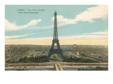 Torre Eiffel y vista panorámica de París Lámina giclée Torre Eiffel y vista panorámica de París Lámina giclée