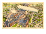 Goodyear Blimp and Factory, Akron, Ohio Giclee Print
