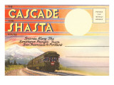 Postcard Folder, Cascade, Shasta, Routes Print