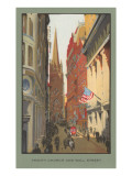 Painting of Trinity Church, Wall Street,  New York City reproduction procédé giclée