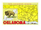 The Sooner State, Oklahoma, Map Posters