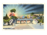 Subway Entrance, Great Lakes Exposition at Night, Showing the Aurora Borealis, Cleveland, Ohio Poster