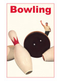 Bowling Ball and Pins Giclee Print