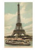 Eiffel Tower and Boat on the Seine Prints