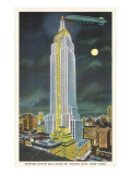 Blimp, Moon over Empire State Building, New York City Giclée-tryk Blimp, Moon over Empire State Building, New York City Giclée-tryk