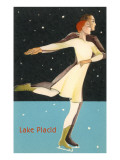 Pair Ice Skating in Lake Placid, New York reproduction procédé giclée