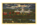 Moon over State Capitol, Harrisburg, Pennsylvania Giclée-Druck