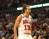Miami Heat v Chicago Bulls - Game Five, Chicago, IL - MAY 26: Joakim Noah Photographic Print by Jeyhoun Allebaugh