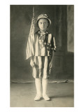 Young Boy in Flag Suit Affiches