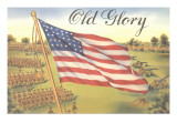 Old Glory, Flag with World War I Soldiers Giclée-Druck
