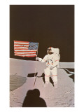 Astronaut with Flag on Moon Giclee Print