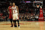 Miami Heat v Chicago Bulls - Game Five, Chicago, IL - MAY 26: Dwyane Wade and Derrick Rose Photographic Print by Mike Ehrmann