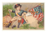 Boy with Bugle, Drum and Flag Posters