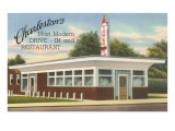 Charleston's Tower, restaurant drive-in, vue du bord de la route - Rétro reproduction procédé giclée