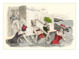 Man Snapping Picture of Bathing Beauties Print