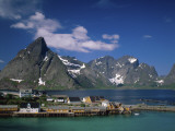 Town View with Fisherman's Cabins (Rorbus), Sakrisoy, Lofoten Islands, Norway Photographic Print by Steve Vidler