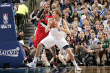 Portland Trail Blazers v Dallas Mavericks - Game One, Dallas, TX - APRIL 16: Dirk Nowitzki and LaMa Photographic Print by Glenn James
