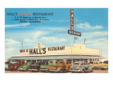 Hall's, restaurant drive-in, vue du bord de la route - Rétro reproduction procédé giclée