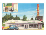 Rocky's, restaurant drive-in, vue du bord de la route - Rétro reproduction procédé giclée