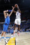 Dallas Mavericks v Oklahoma City Thunder - Game Three, Oklahoma City, OK - MAY 21: Serge Ibaka and  Photographic Print by Layne Murdoch