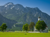 Germany, Bavaria (Bayern), Neuschwanstein Castle and Kolomanskirche Photographic Print by Alan Copson