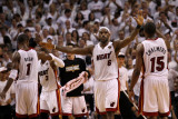 Dallas Mavericks v Miami Heat - Game One, Miami, FL - MAY 31: LeBron James, Chris Bosh and Mario Ch Fotografie-Druck von Ronald Martinez