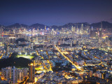 City Skyline of Kowloon and Hong Kong Island from Lion Rock, Hong Kong, China Photographie par Ian Trower